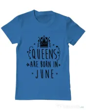 Tricou ADLER barbat Queens are born in June Albastru azuriu 