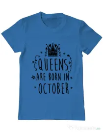 Tricou ADLER barbat Queens are born in October Albastru azuriu