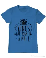 Tricou ADLER barbat Kings are born in April Albastru azuriu