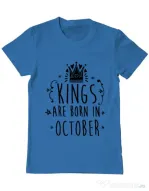 Tricou ADLER barbat Kings are born in October Albastru azuriu