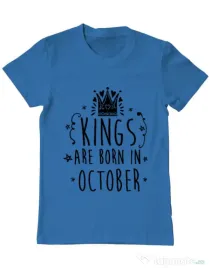 Tricou ADLER barbat Kings are born in October Albastru azuriu