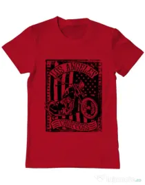 Tricou ADLER barbat Flag and bike Rosu