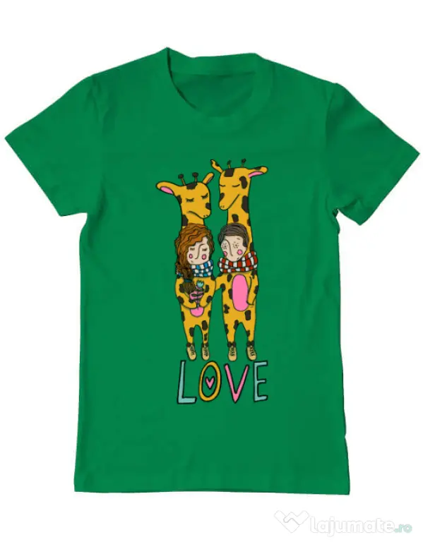 Tricou ADLER barbat Giraffes love Verde mediu
