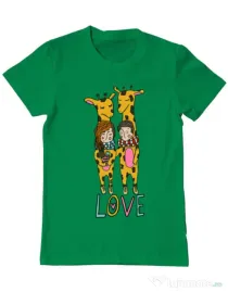 Tricou ADLER barbat Giraffes love Verde mediu