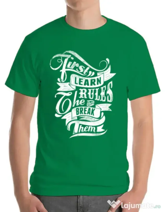 Tricou ADLER barbat Learn the rules Verde mediu