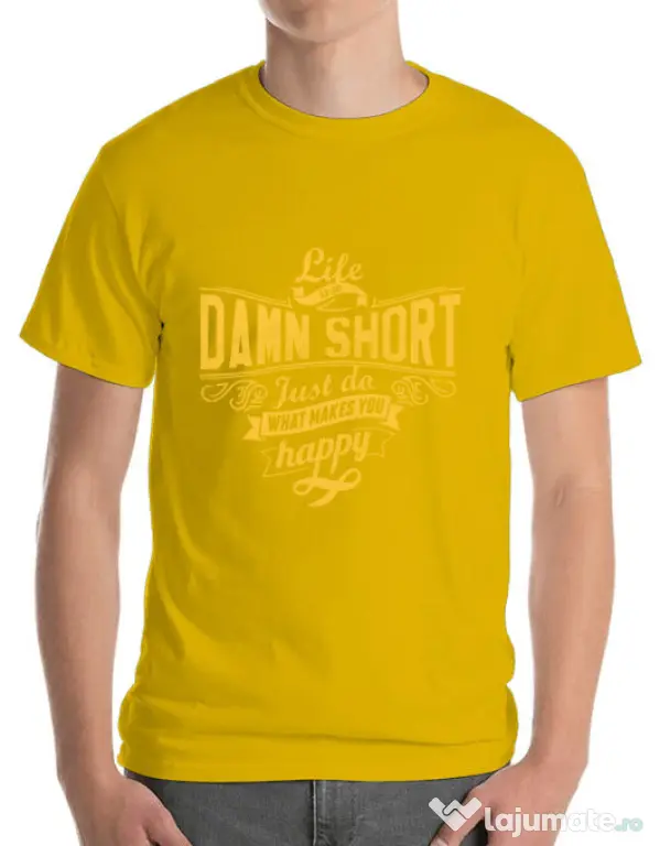 Tricou ADLER barbat Life is so damn short Galben
