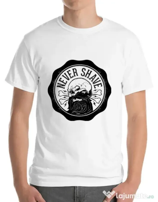 Tricou ADLER barbat Never shave Alb