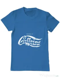 Tricou ADLER barbat Powered by caffeine Albastru azuriu