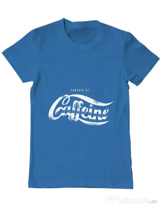 Tricou ADLER barbat Powered by caffeine Albastru azuriu