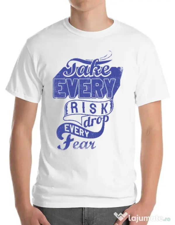 Tricou ADLER barbat Take every risk Alb