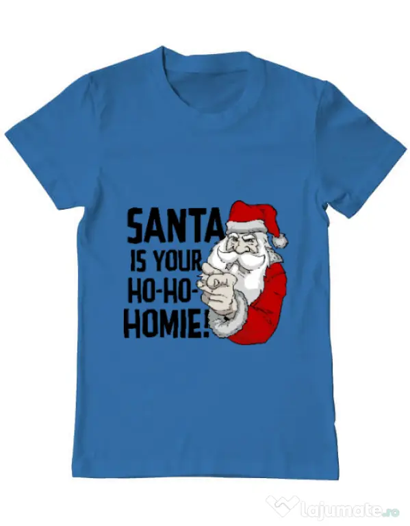 Tricou ADLER barbat Santa is your homie Albastru azuriu