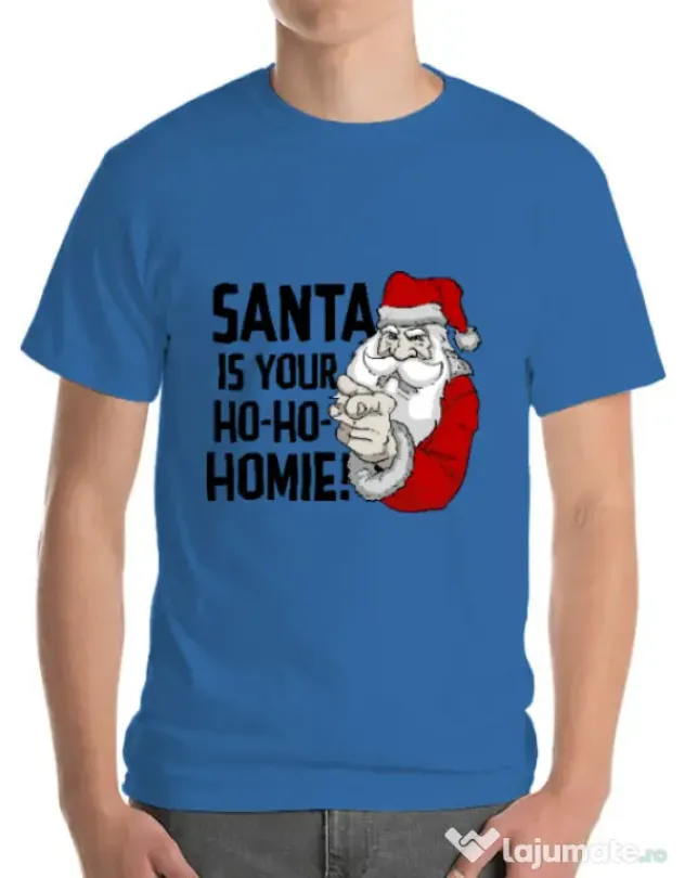 Tricou ADLER barbat Santa is your homie Albastru azuriu
