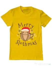 Tricou ADLER barbat Merry slothmas Galben
