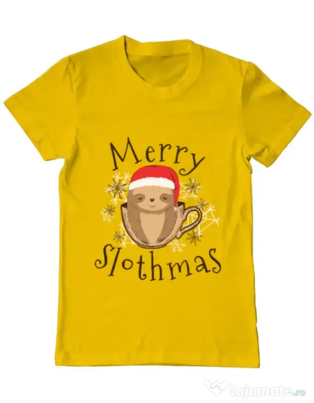 Tricou ADLER barbat Merry slothmas Galben