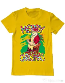 Tricou ADLER barbat Naughty Santa Galben