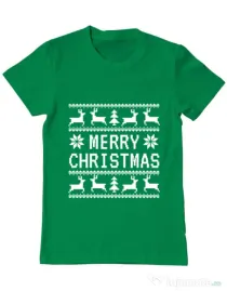 Tricou ADLER barbat Merry Christmas Ugly Sweater Verde mediu