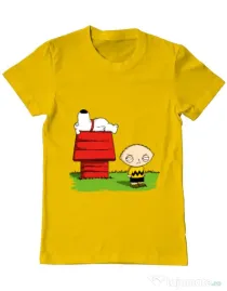 Tricou ADLER barbat Stewie and Snoopy Galben