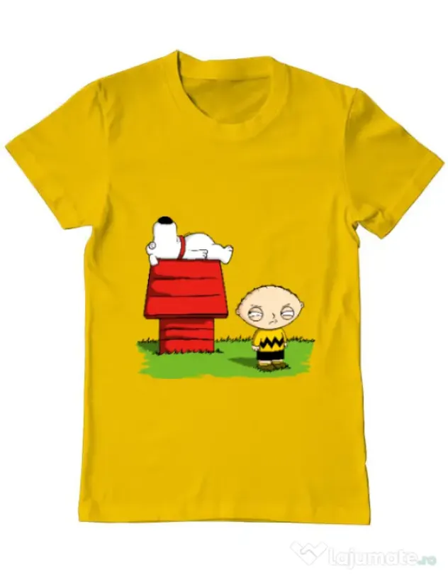 Tricou ADLER barbat Stewie and Snoopy Galben