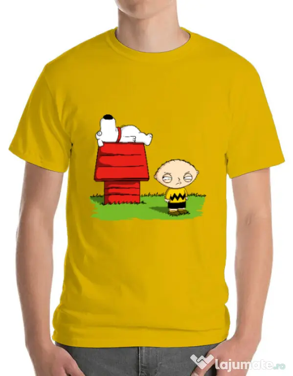 Tricou ADLER barbat Stewie and Snoopy Galben