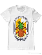 Tricou ADLER barbat Tropical vibes Alb
