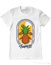 Tricou ADLER barbat Tropical vibes Alb