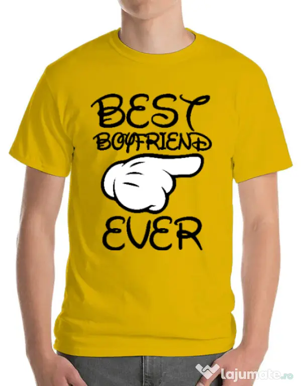 Tricou ADLER barbat Best boyfriend ever Galben