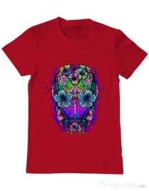 Tricou ADLER barbat Flower helmet Rosu