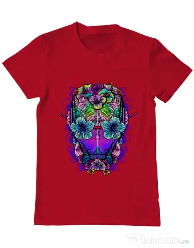Tricou ADLER barbat Flower helmet Rosu