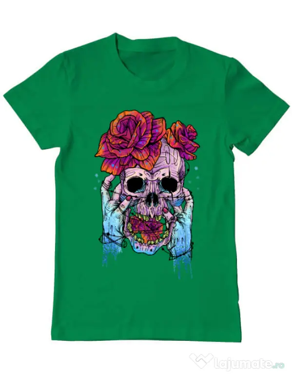 Tricou ADLER barbat Hand skull Verde mediu