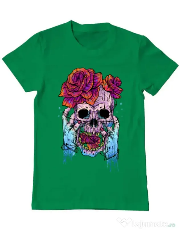 Tricou ADLER barbat Hand skull Verde mediu