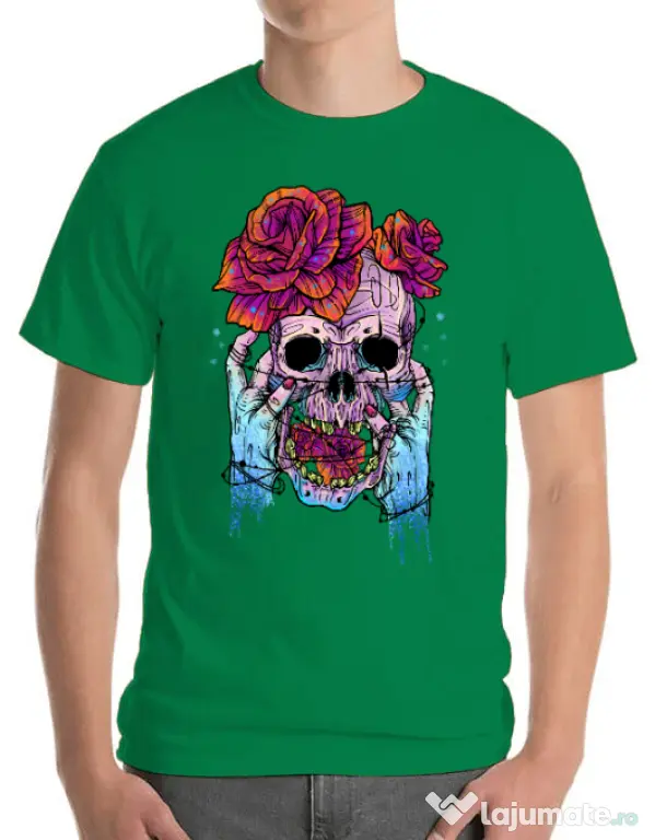 Tricou ADLER barbat Hand skull Verde mediu