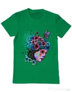 Tricou ADLER barbat Lady and flowers Verde mediu