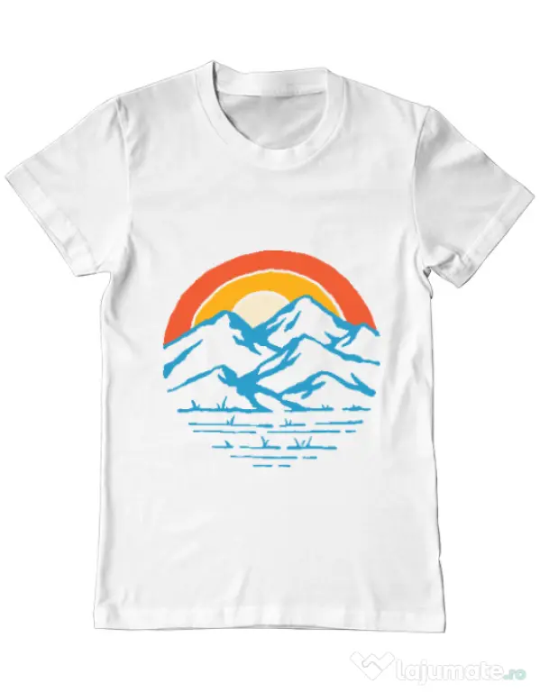 Tricou ADLER barbat Mountain and rainbow Alb