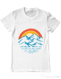 Tricou ADLER barbat Mountain and rainbow Alb
