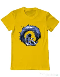 Tricou ADLER barbat Surfing in space Galben