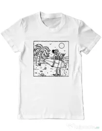 Tricou ADLER barbat Surf dude Alb
