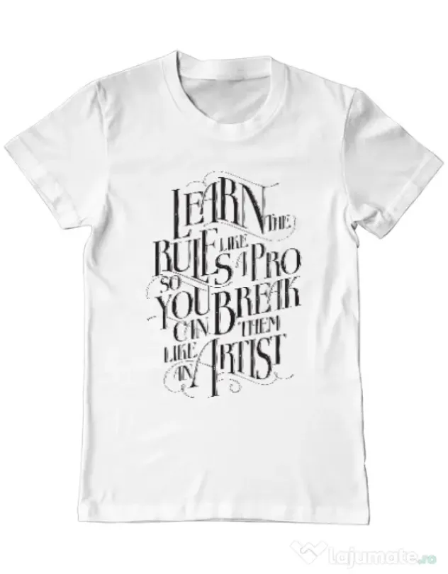 Tricou ADLER barbat Learn the rules Alb