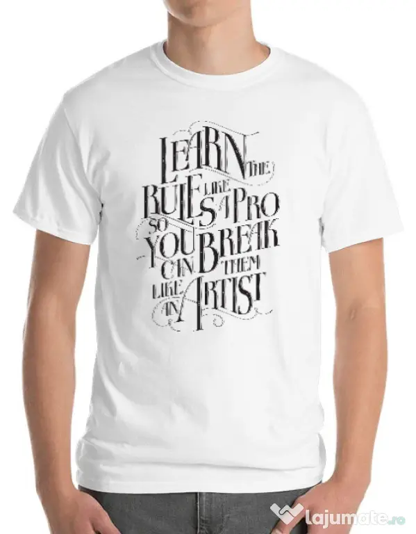 Tricou ADLER barbat Learn the rules Alb