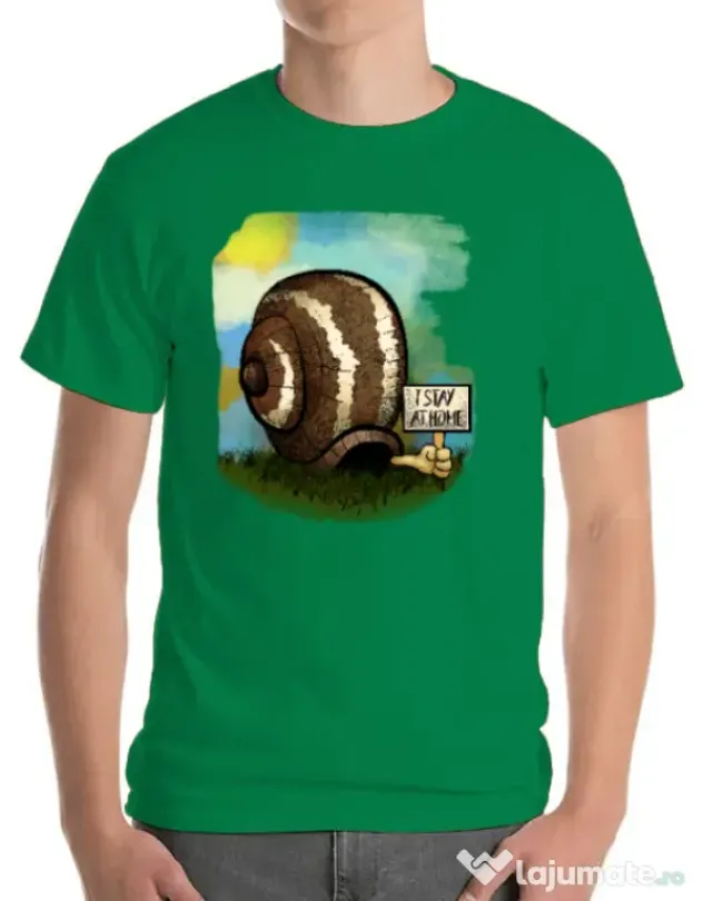 Tricou ADLER barbat I stay home 2 Verde mediu