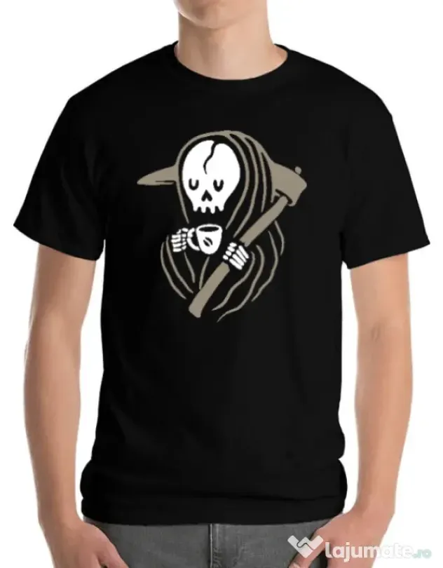 Tricou ADLER barbat Grim reaper love coffee Negru