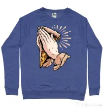 Bluza ADLER barbat Pray for pizza Albastru melanj