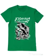 Tricou ADLER barbat Fishing addiction Verde mediu