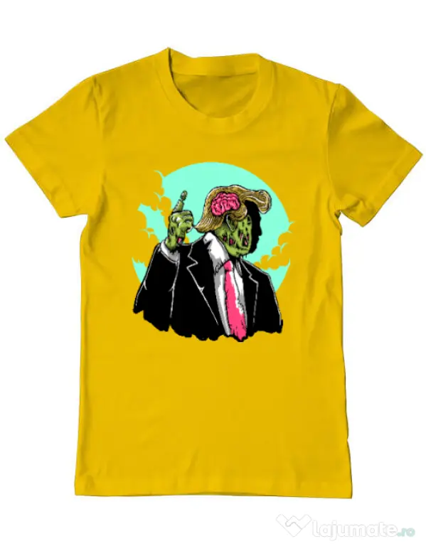 Tricou ADLER barbat Make zombies great again Galben