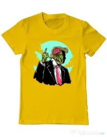 Tricou ADLER barbat Make zombies great again Galben
