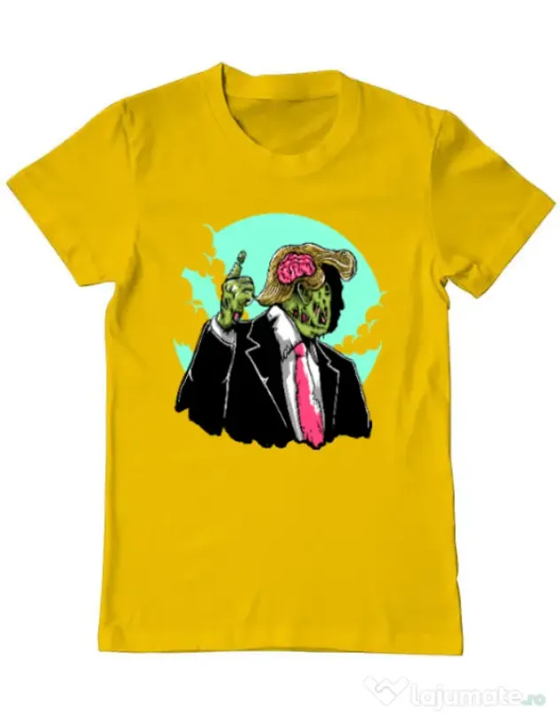 Tricou ADLER barbat Make zombies great again Galben