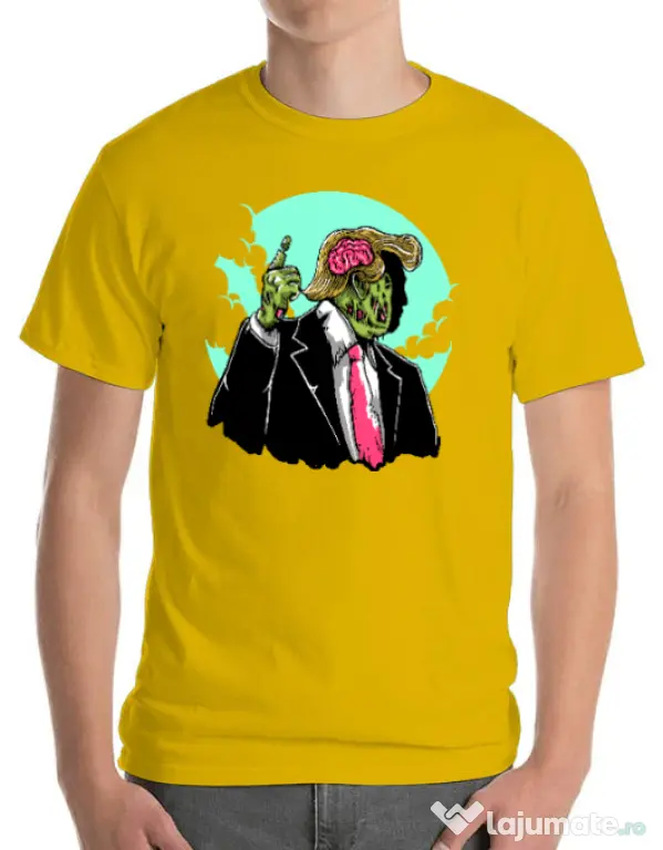 Tricou ADLER barbat Make zombies great again Galben
