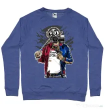Bluza ADLER barbat Suicide gas mask Albastru melanj