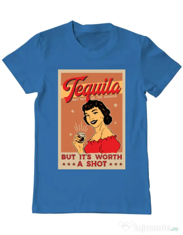 Tricou ADLER barbat Worth a shot Albastru azuriu