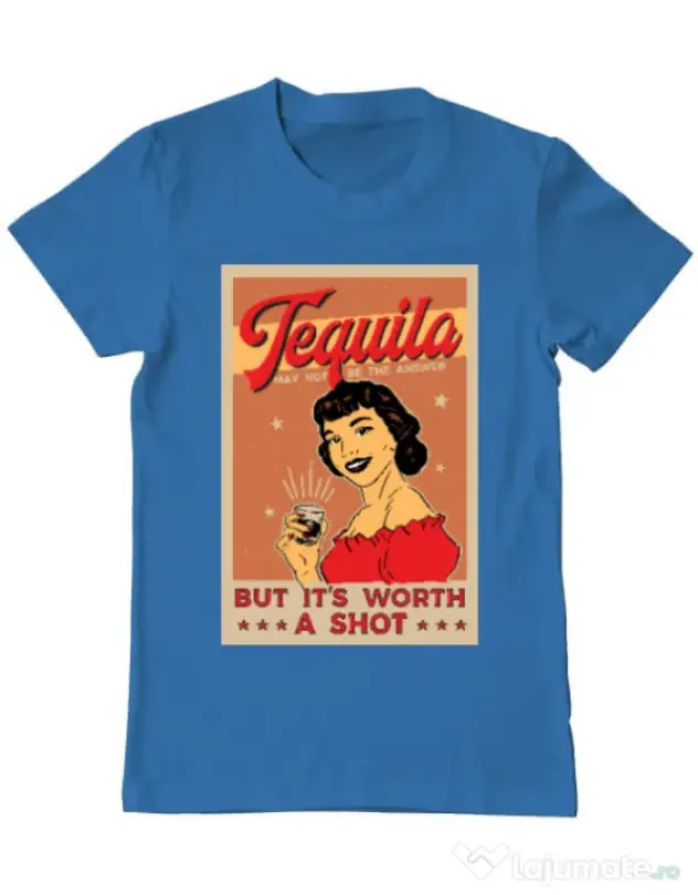 Tricou ADLER barbat Worth a shot Albastru azuriu