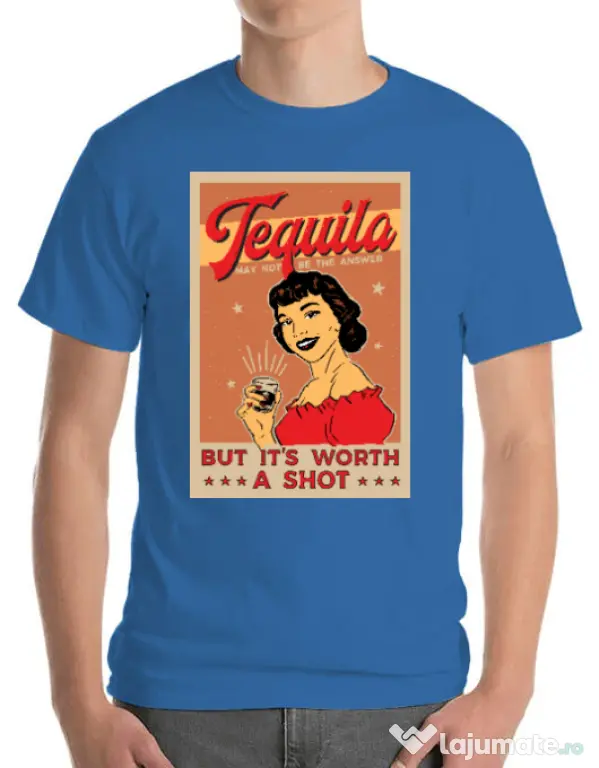 Tricou ADLER barbat Worth a shot Albastru azuriu